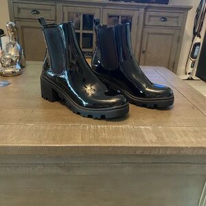 Black Patent Leather Ankle Boots